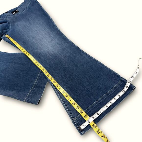 Express 70s Flare Pull On Stretch Blue Jeans Mid Rise Women Size 18/20 XL New - Picture 11 of 12